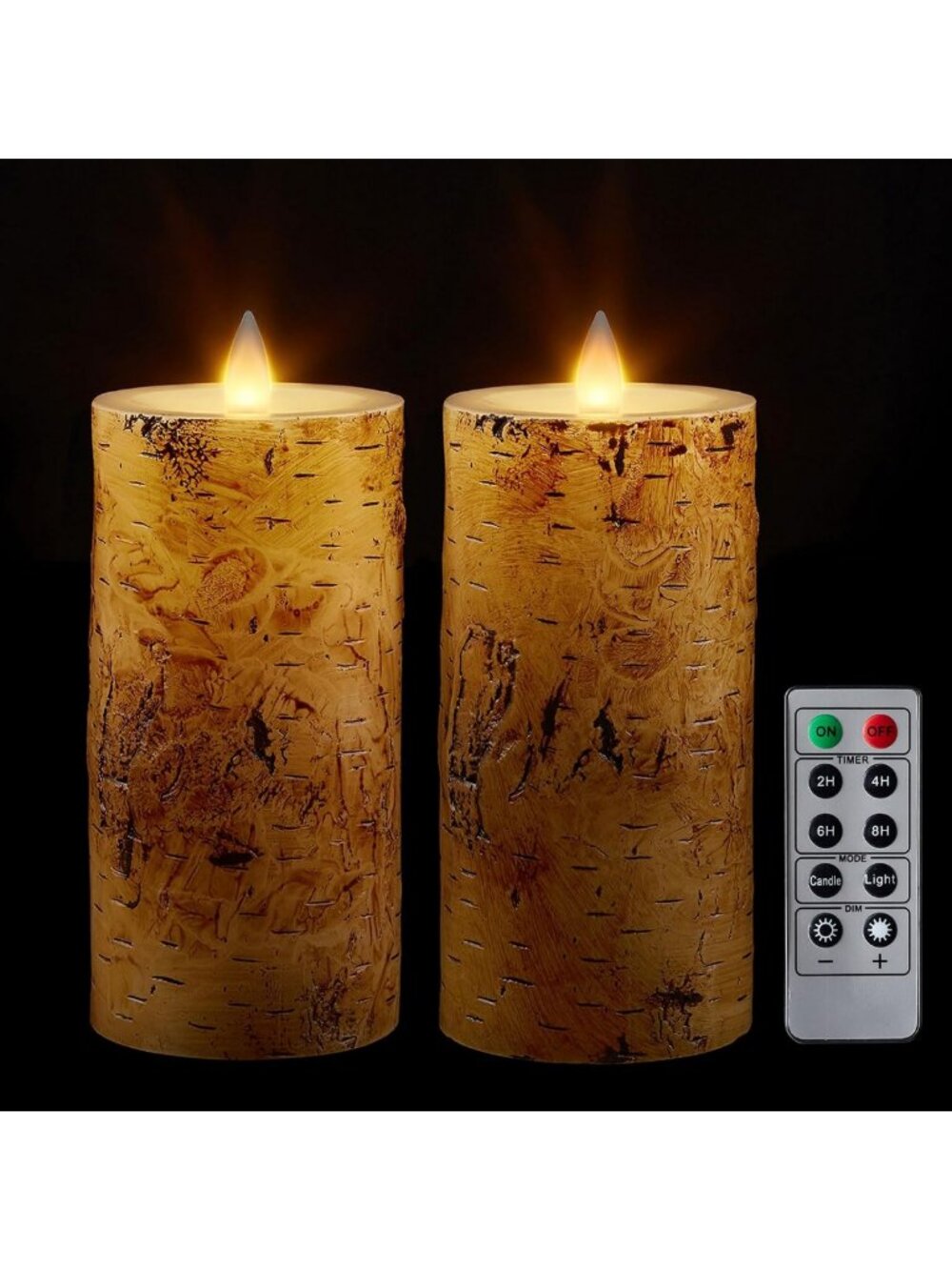 Set of 2 Flameless LED Candles with Remote Timer - 400-Hour Battery Life, 3D